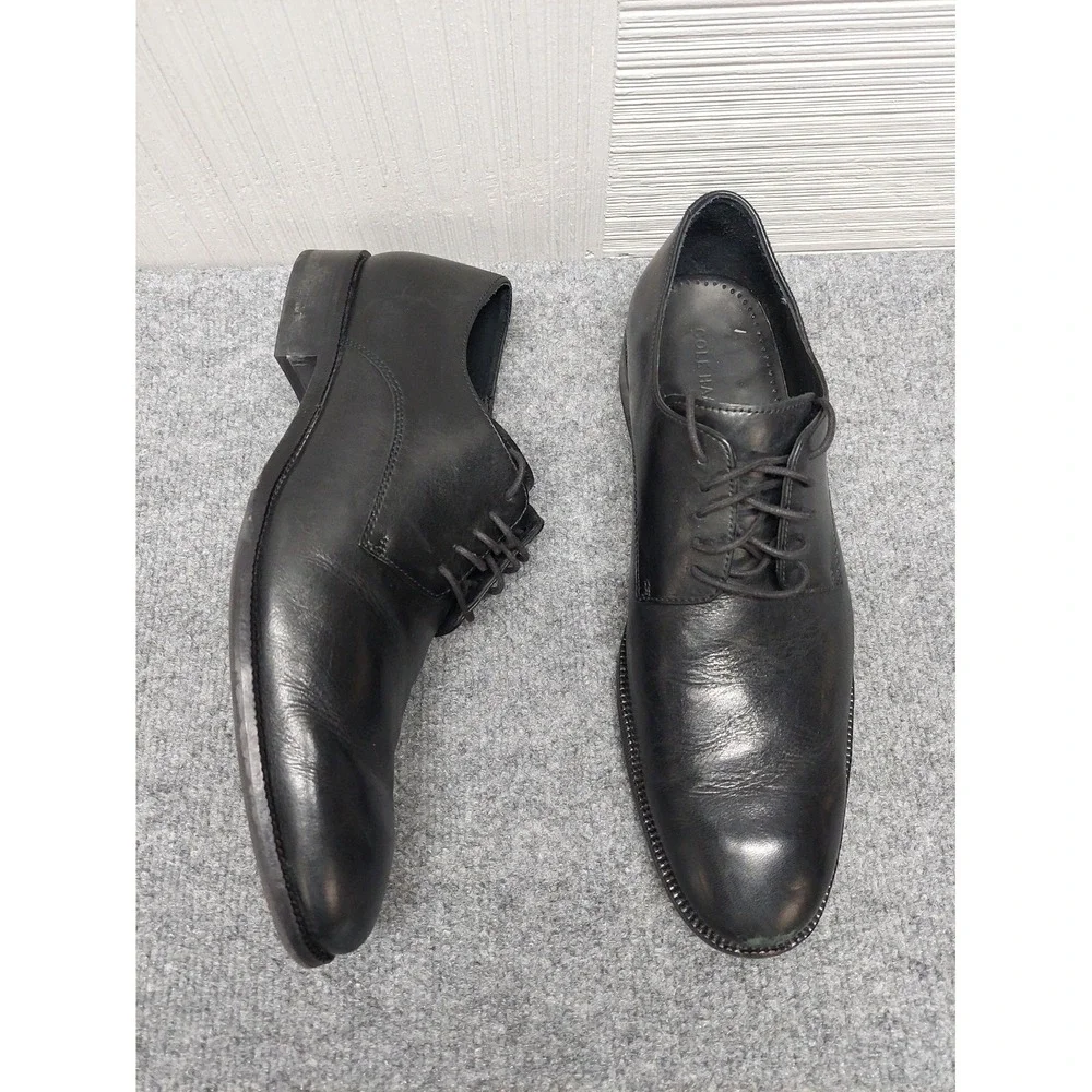 Cole Haan Men Dress Shoes 12M Black Lace Up Round Toe Comfort Logo Formal Wear